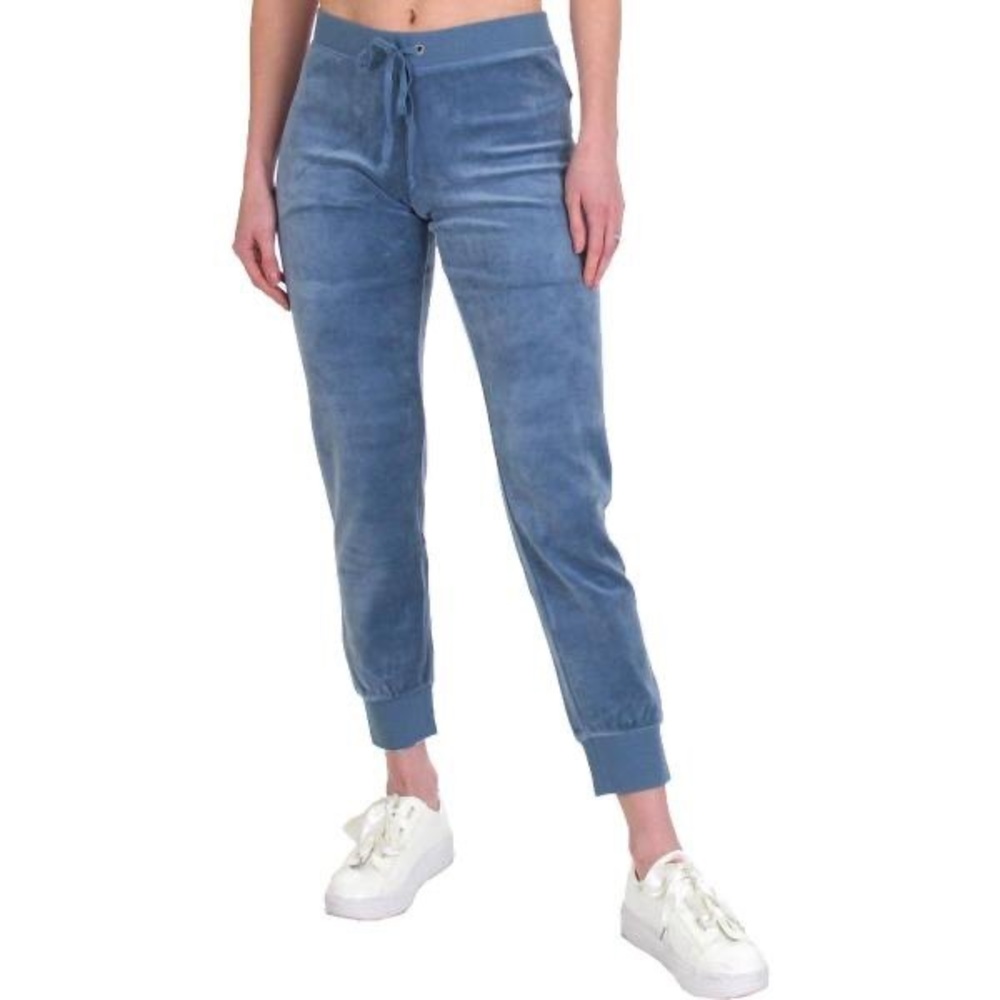 ❤️ Juicy Couture Black Label Zuma Velour Jogger Tapered Track Pants Blue Small